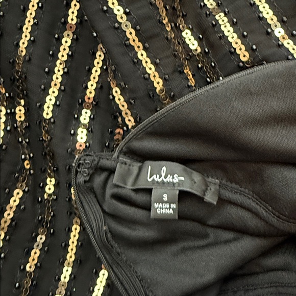 Lulus Always An Event Black and Gold Sequin Beaded Long Sleeve Romper NWOT - Picture 10 of 10